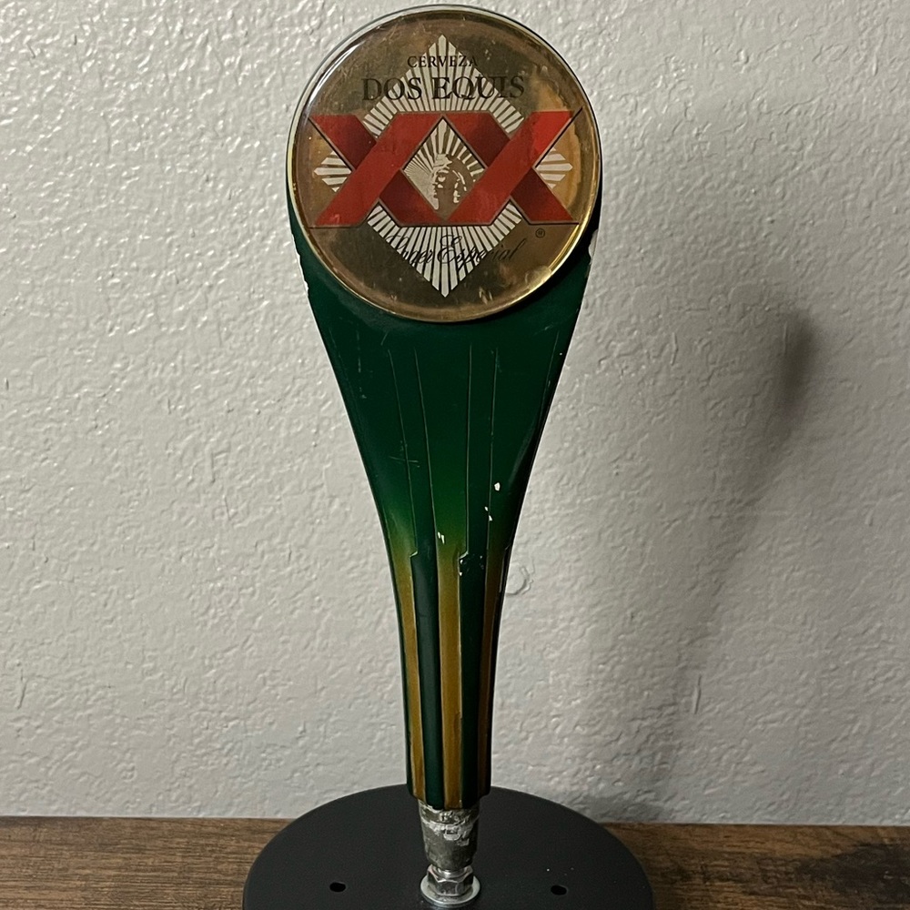 10" Cerveza Dos Equis XX Lager Especial Beer Tap Handle Green Man Cave.